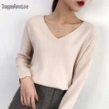 Load image into Gallery viewer, Women Pullover Cashmere Sweater 2019 Knitting Autumn Winter Multi Colors Sexy V-Neck Elegant Bottoming Ladies Tops