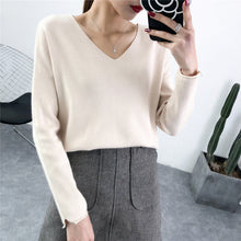 Load image into Gallery viewer, Women Pullover Cashmere Sweater 2019 Knitting Autumn Winter Multi Colors Sexy V-Neck Elegant Bottoming Ladies Tops