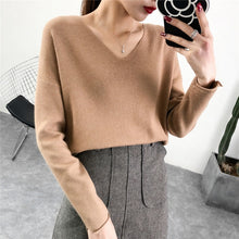 Load image into Gallery viewer, Women Pullover Cashmere Sweater 2019 Knitting Autumn Winter Multi Colors Sexy V-Neck Elegant Bottoming Ladies Tops