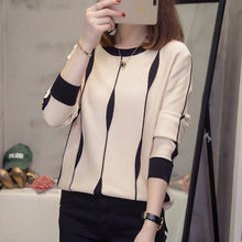 Load image into Gallery viewer, Plus size striped patchwork pullover sweater woman korean long sleeve knitted tops oversize ladies jumpers 2019 autumn clothes